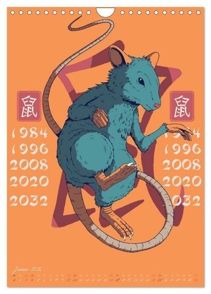 Produktbild: Chinesische Tierkreiszeichen (Wandkalender 2026 DIN A4 hoch), CALVENDO Monatskalender