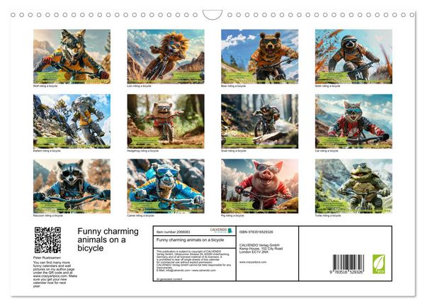 Produktbild: Funny charming animals on a bicycle (Wall Calendar 2026 DIN A3 landscape), CALVENDO 12 Month Wall Calendar
