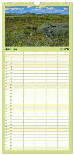 Produktbild: Familienplaner 2026 - D&auml;nemarks Nordseek&uuml;ste - von Esbjerg bis Sondervig mit 5 Spalten (Wandkalender, 21 x 45 cm) CALVENDO