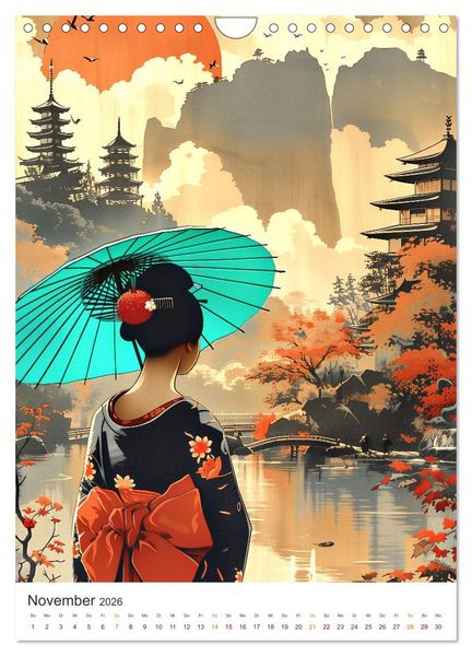 Produktbild: Geisha - Old School Poster Style (Wandkalender 2026 DIN A4 hoch), CALVENDO Monatskalender