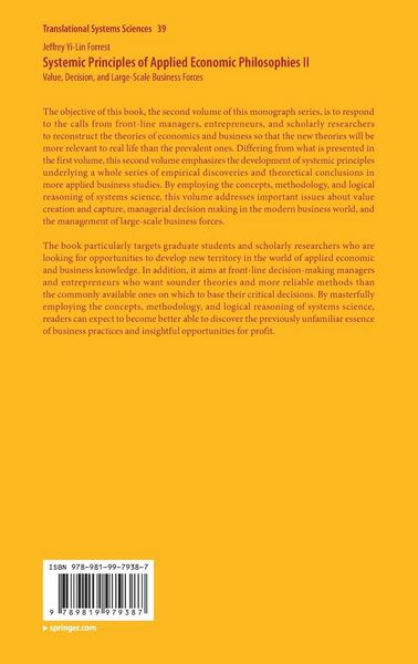 Produktbild: Systemic Principles of Applied Economic Philosophies II