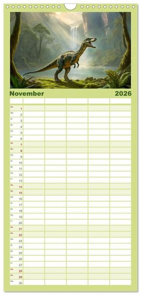 Produktbild: Familienplaner 2026 - Eine Reise in die Vergangenheit - Entdeckung der Tierwelt mit 5 Spalten (Wandkalender, 21 x 45 cm) CALVENDO
