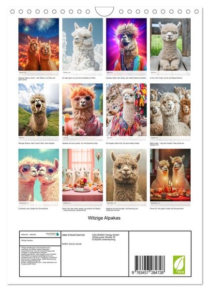 Produktbild: Witzige Alpakas (Wandkalender 2026 DIN A4 hoch), CALVENDO Monatskalender