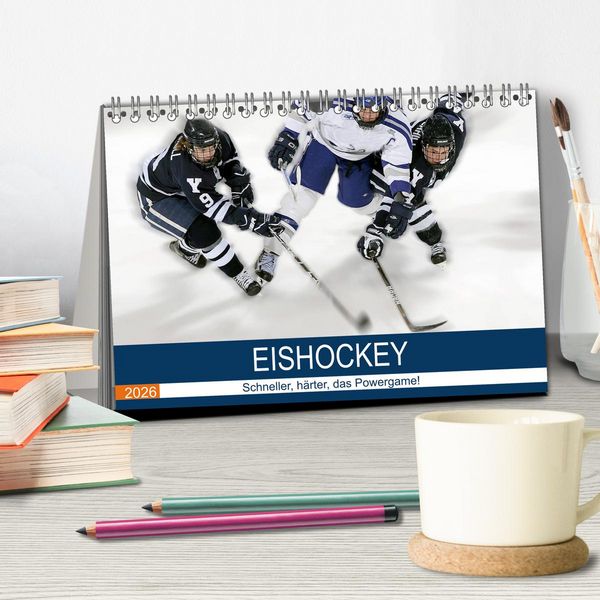 Produktbild: Eishockey! Schneller, h&auml;rter, das Powergame! (Tischkalender 2026 DIN A5 quer), CALVENDO Monatskalender