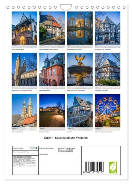 Produktbild: Goslar - Kaiserstadt und Welterbe (Wandkalender 2027 DIN A4 hoch), CALVENDO Monatskalender