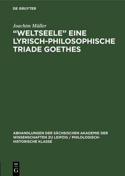 Produktbild: "Weltseele" eine lyrisch-philosophische Triade Goethes