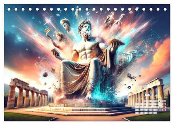 Produktbild: Weltwunder: Antike und neue: Visualisiert durch Moderne KI-Kunst (Tischkalender 2026 DIN A5 quer), CALVENDO Monatskalender