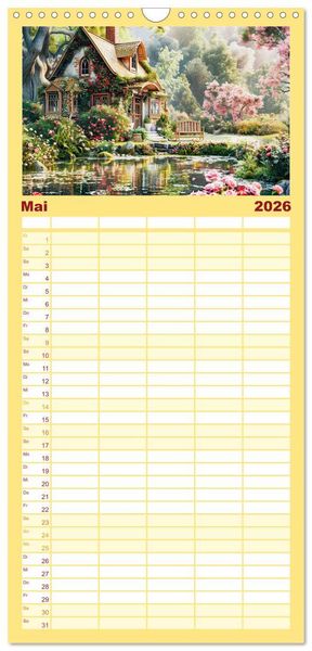 Produktbild: Familienplaner 2026 - Cottages am Wasser - Malerische R&uuml;ckzugsorte genie&szlig;en mit 5 Spalten (Wandkalender, 21 x 45 cm) CALVENDO