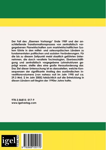 Produktbild: Auswirkungen ausl&auml;ndischer Direktinvestitionen auf den Arbeitsmarkt in den mittel- und osteurop&auml;ischen L&auml;ndern