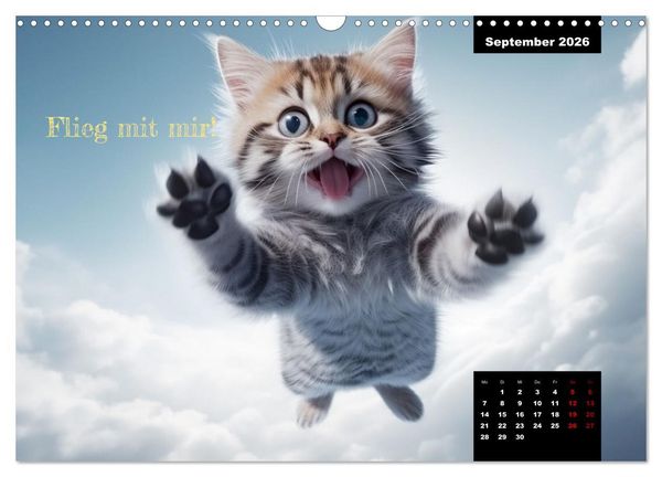 Produktbild: Katzen k&ouml;nnen alles, au&szlig;er traurig. (Wandkalender 2026 DIN A3 quer), CALVENDO Monatskalender
