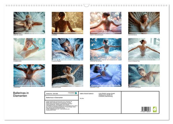 Produktbild: Ballerinas in Diamanten (Wandkalender 2026 DIN A2 quer), CALVENDO Monatskalender