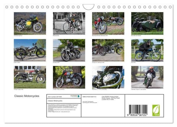 Produktbild: Classic Motorcycles (Wall Calendar 2026 DIN A4 landscape), CALVENDO 12 Month Wall Calendar