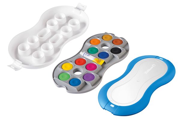 Pelilan Deckfarbkasten Space+ blau, 12 Farben und 1 Tube Deckweiß