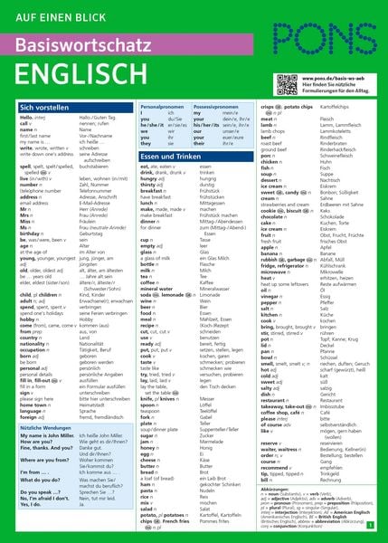 Produktbild: PONS Basiswortschatz auf einen Blick Englisch
