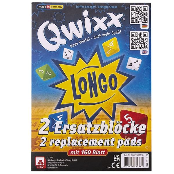 Nürnberger Spielkarten - Qwixx - Longo, Ersatzblöcke 2er