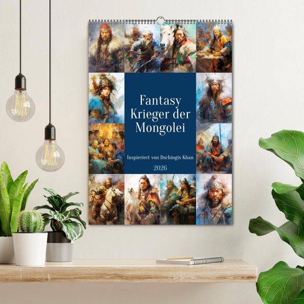 Produktbild: Fantasy-Krieger der Mongolei. Inspiriert von Dschingis Khan (Wandkalender 2026 DIN A2 hoch), CALVENDO Monatskalender