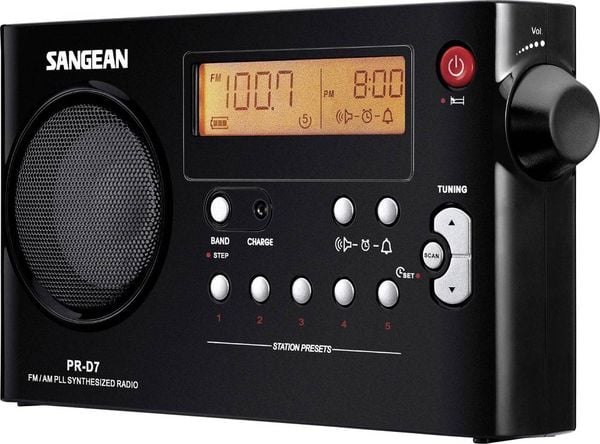 Sangean PR-D7 Kofferradio UKW, MW Schwarz