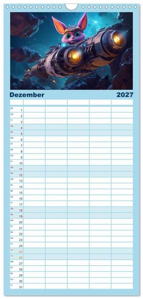 Produktbild: Familienplaner 2027 - Spannendes Weltraumabenteuer mit 5 Spalten (Wandkalender, 21 x 45 cm) CALVENDO