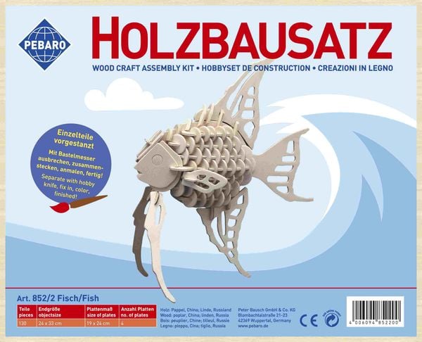 Produktbild: PEBARO 852/2 - Holzbausatz Fisch, 130 Teile, Holzkonstruktion zum Zusammenstecken