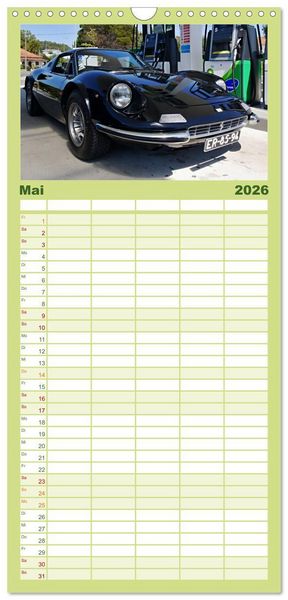 Produktbild: Familienplaner 2026 - Automobile Tr&auml;ume der 70er mit 5 Spalten (Wandkalender, 21 x 45 cm) CALVENDO