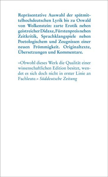 Produktbild: Deutsche Lyrik des sp&auml;ten Mittelalters
