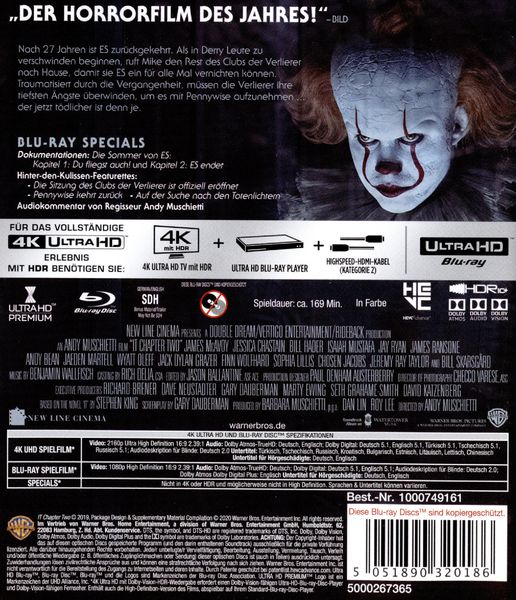 Produktbild: ES Kapitel 2 (4K Ultra HD) (+ Blu-ray 2D) (+ Bonus-Blu-ray)