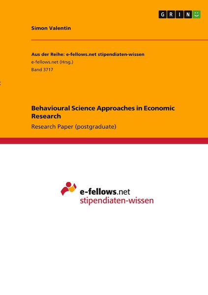 Produktbild: Behavioural Science Approaches in Economic Research