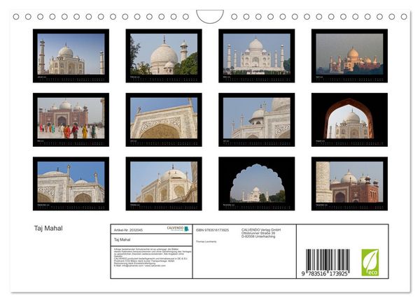 Produktbild: Taj Mahal (Wandkalender 2026 DIN A4 quer), CALVENDO Monatskalender