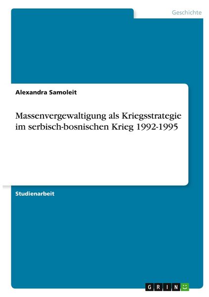 Produktbild: Massenvergewaltigung als Kriegsstrategie im serbisch-bosnischen Krieg 1992-1995