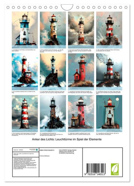 Produktbild: Anker des Lichts: Leuchtt&uuml;rme im Spiel der Elemente (Wandkalender 2026 DIN A4 hoch), CALVENDO Monatskalender