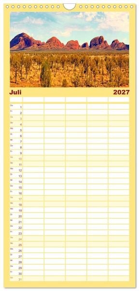 Produktbild: Familienplaner 2027 - Faszination Australien - eine Traumreise mit 5 Spalten (Wandkalender, 21 x 45 cm) CALVENDO