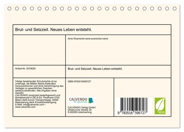 Produktbild: Brut- und Setzzeit. Neues Leben entsteht. (Tischkalender 2026 DIN A5 quer), CALVENDO Monatskalender