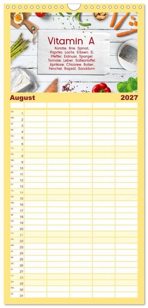 Produktbild: Familienplaner 2027 - Vitalstoffe - fit essen mit 5 Spalten (Wandkalender, 21 x 45 cm) CALVENDO