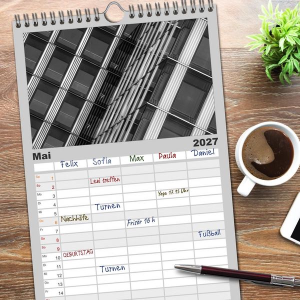 Produktbild: Familienplaner 2027 - Architektur - Fassaden im Detail 2027 mit 5 Spalten (Wandkalender, 21 x 45 cm) CALVENDO