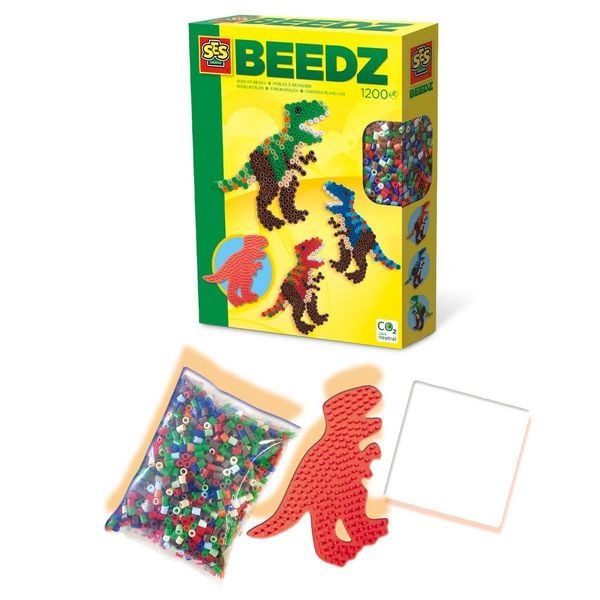 Produktbild: SES&reg; B&uuml;gelperlenset BEEDZ, Dinosaurier 1200 Perlen