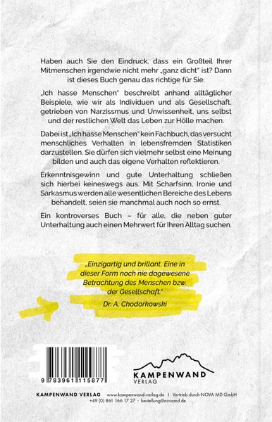 Produktbild: Ich hasse alle, ganz besonders Menschen