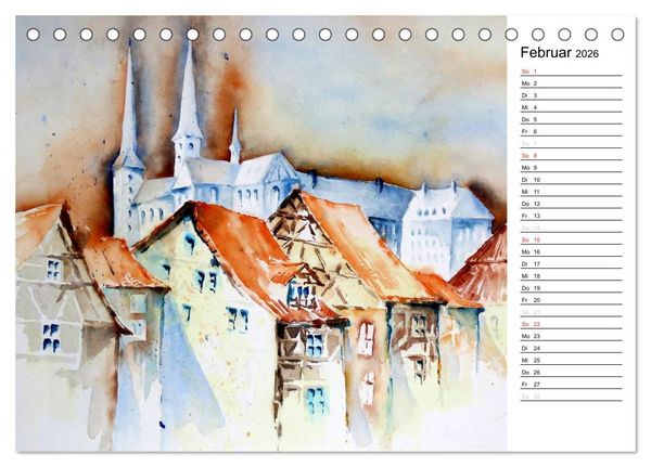 Produktbild: Aquarelle - quer durch Europa (Tischkalender 2026 DIN A5 quer), CALVENDO Monatskalender