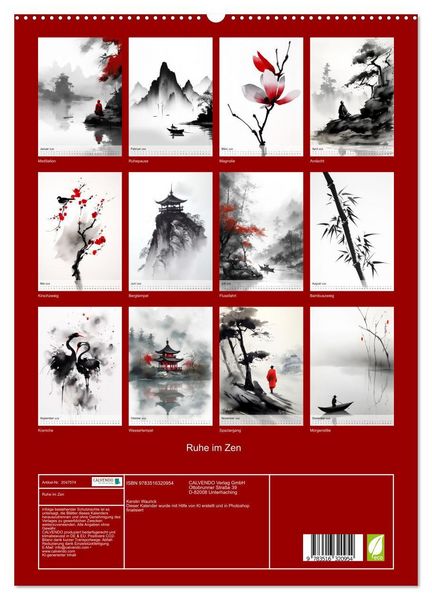 Produktbild: Ruhe im Zen (hochwertiger Premium Wandkalender 2026 DIN A2 hoch), Kunstdruck in Hochglanz