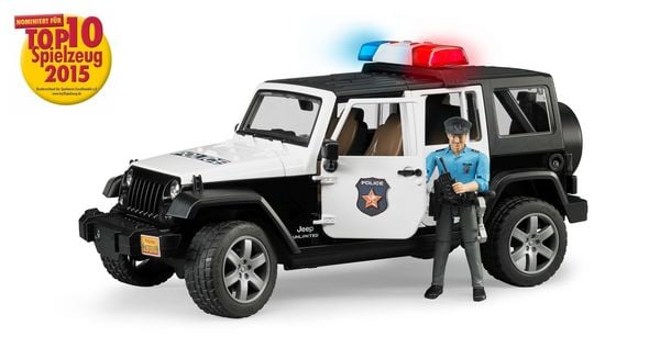 Produktbild: bruder 02526 Jeep Wrangler Rubicon Unlimited Polizeifahrzeug, L+S und Polizist