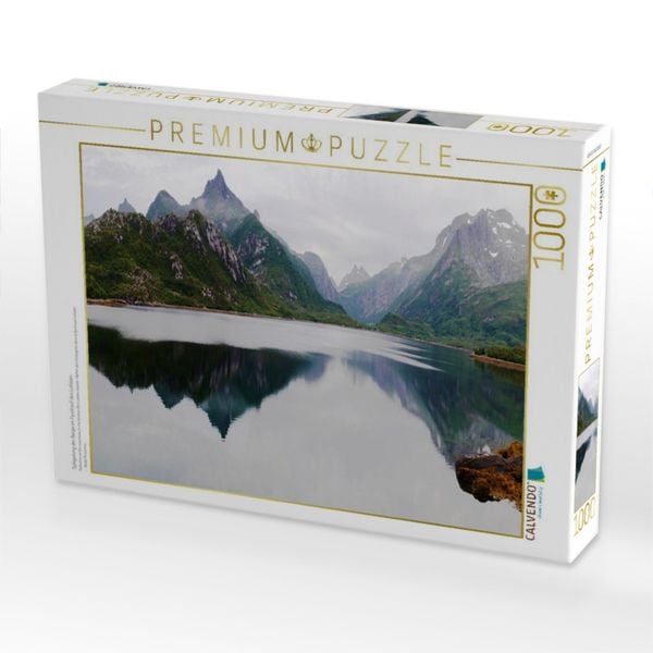 Produktbild: CALVENDO Puzzle Spiegelung der Berge im Fjord auf den Lofoten | 1000 Teile Lege-Gr&ouml;&szlig;e 64x48cm Foto-Puzzle f&uuml;r gl&uuml;ckliche Stunden