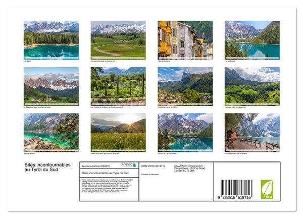 Produktbild: Sites incontournables au Tyrol du Sud (Calendrier mural 2026 DIN A4 vertical), CALVENDO calendrier mensuel