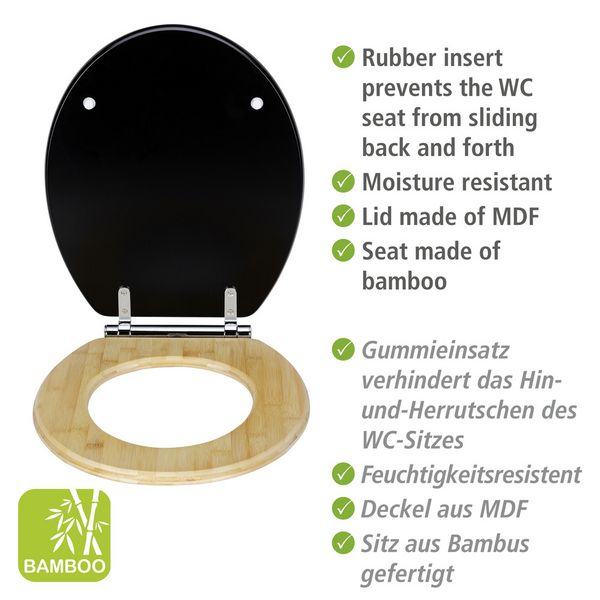 Produktbild: WC-Sitz Mod. Bambusa Black, aus MDF und Bambus