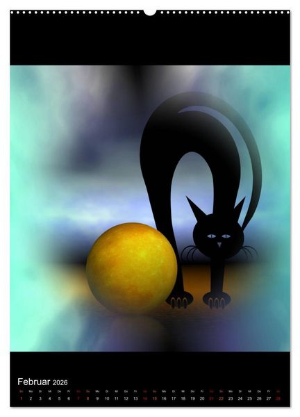 Produktbild: Mooncats - sie leben und sie tr&auml;umen (hochwertiger Premium Wandkalender 2026 DIN A2 hoch), Kunstdruck in Hochglanz