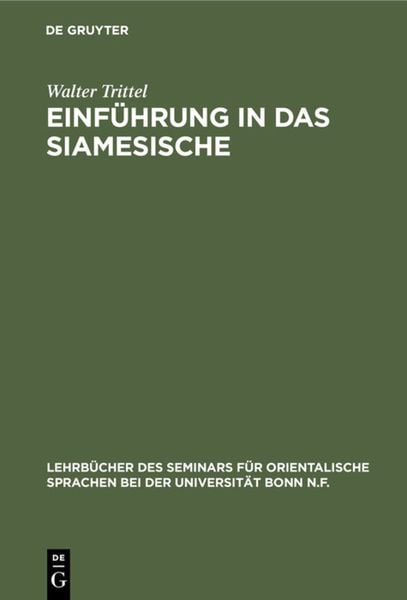Produktbild: Einf&uuml;hrung in das Siamesische