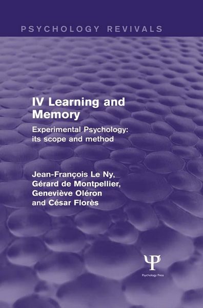 Produktbild: Experimental Psychology Its Scope and Method: Volume IV (Psychology Revivals)