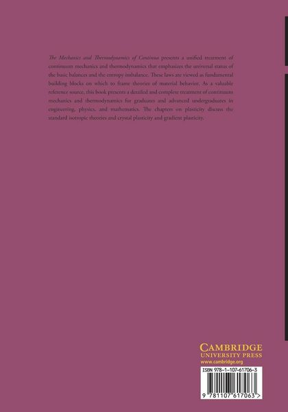 Produktbild: The Mechanics and Thermodynamics of Continua