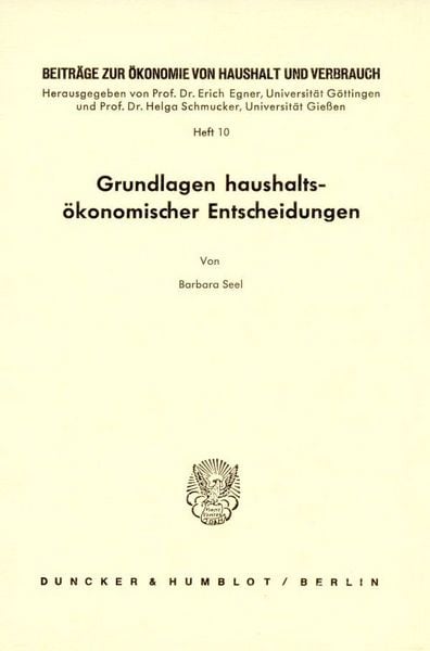 Produktbild: Grundlagen haushalts&ouml;konomischer Entscheidungen.