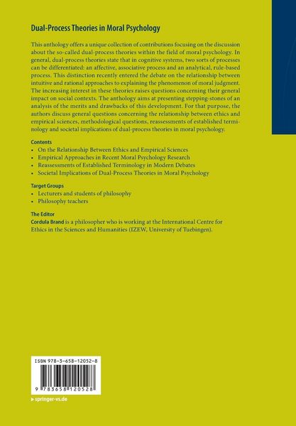 Produktbild: Dual-Process Theories in Moral Psychology
