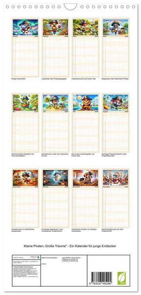 Produktbild: Familienplaner 2026 - Kleine Piraten, Gro&szlig;e Tr&auml;ume" - Ein Kalender f&uuml;r junge Entdecker mit 5 Spalten (Wandkalender, 21 x 45 cm) CALVENDO