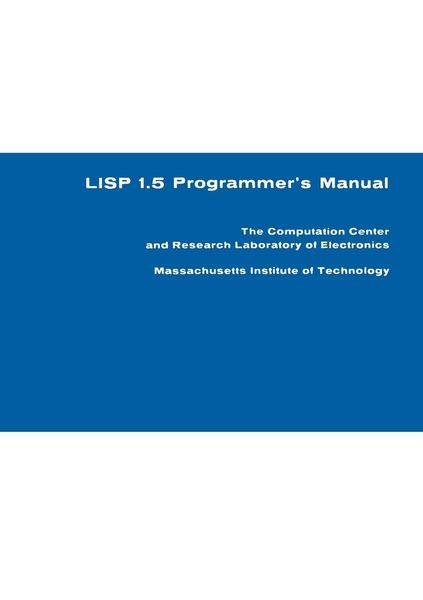 Produktbild: LISP 1.5 Programmer's Manual